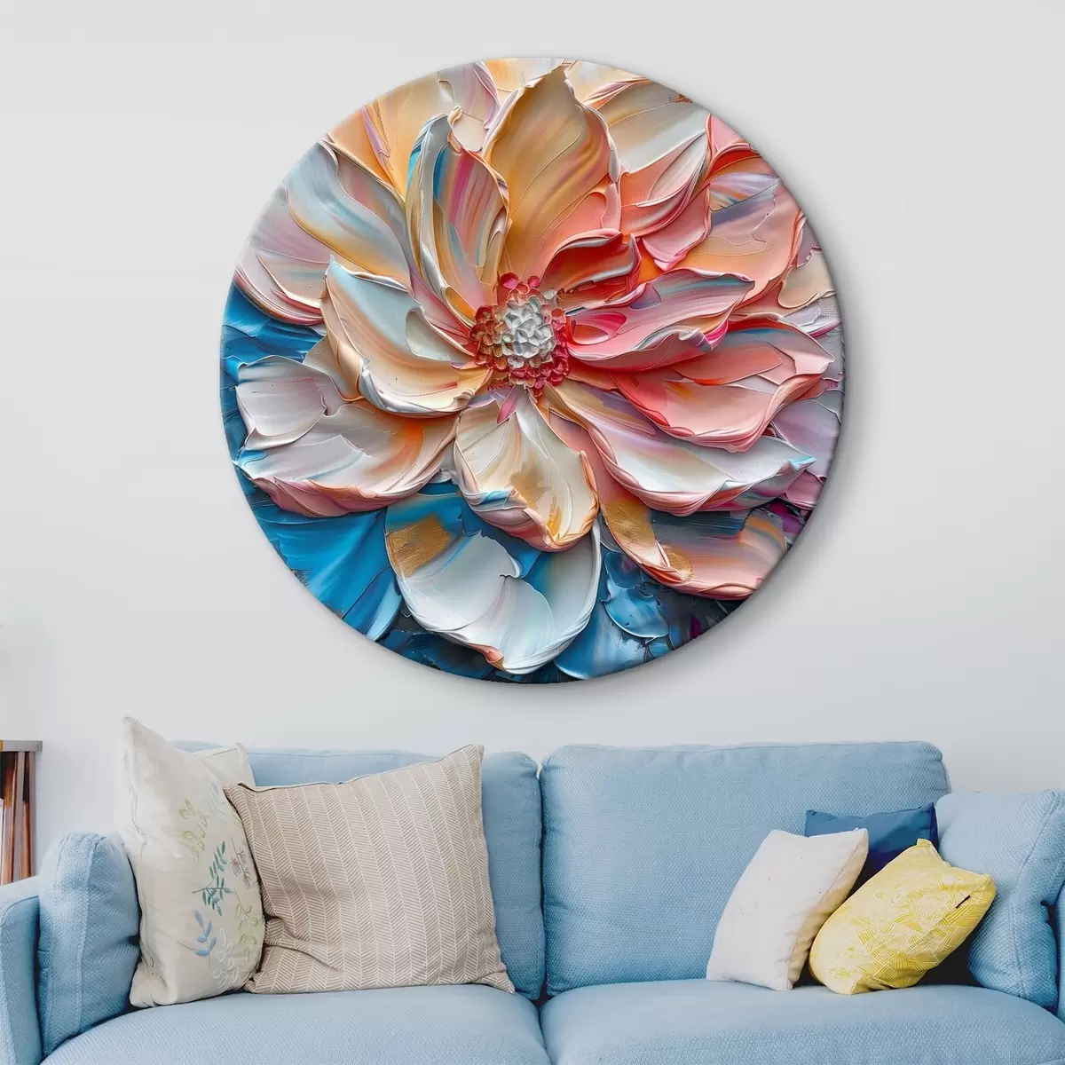 Quadri rotondi Petali di fiori colorati con pennellate audaci r41005