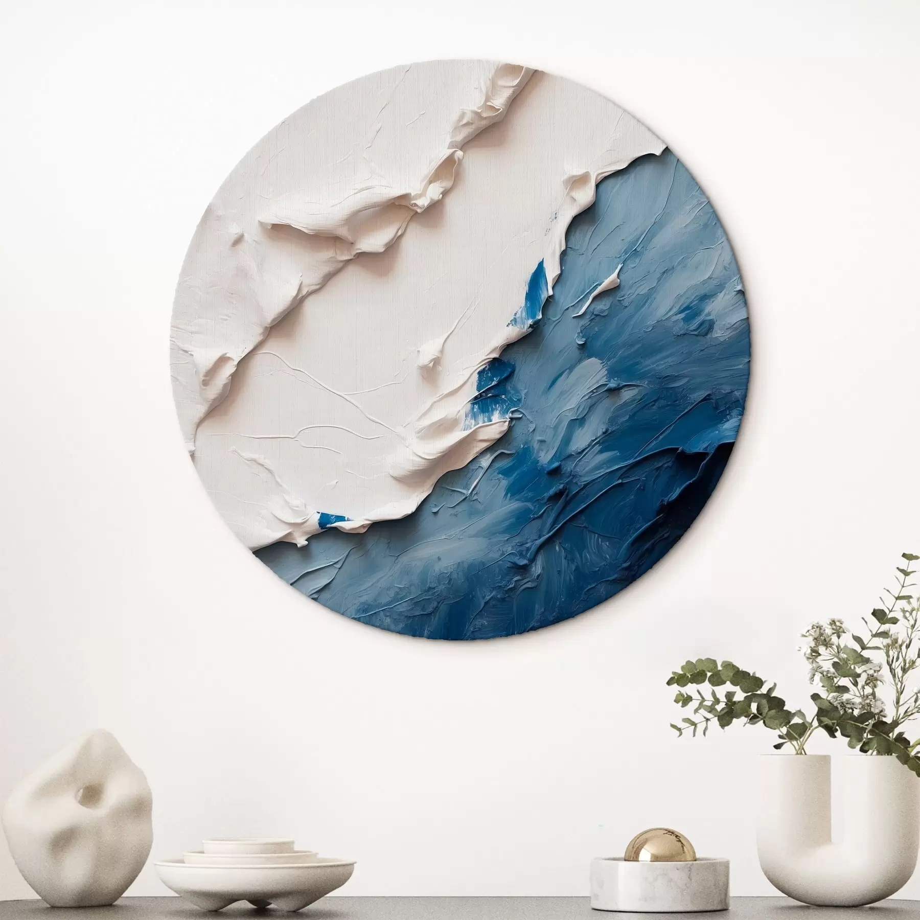 carta da parati Astrazione con colori ad olio bianchi e blu nr. r41025