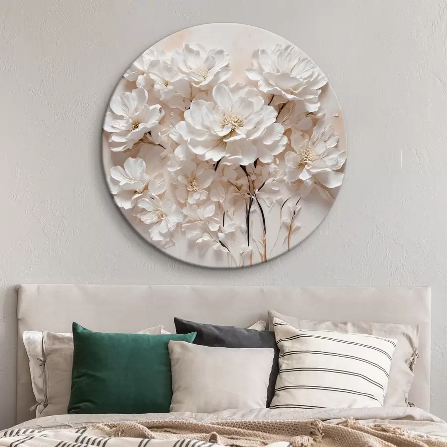 carta da parati Fiori bianchi su sfondo bianco e arancione nr. r41042