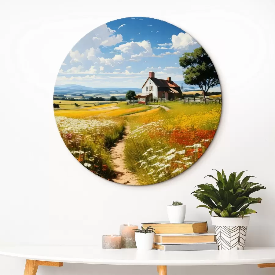 carta da parati sentiero in un campo fiorito e casa nr. r41109