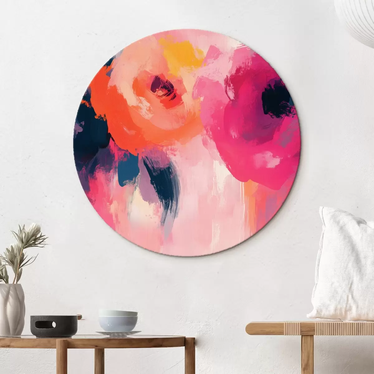 Quadri rotondi Grandi fiori astratti r41153