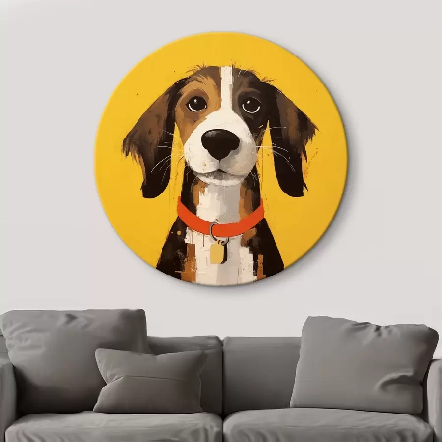 carta da parati Ritratto di cane su sfondo giallo nr. r41232