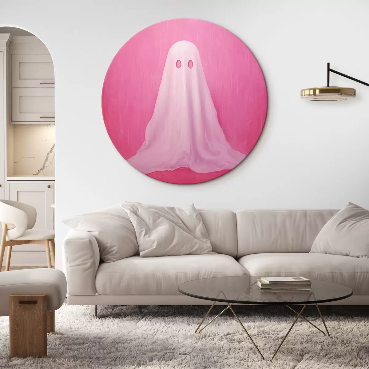 Quadri rotondi Fantasma su sfondo rosa r41242
