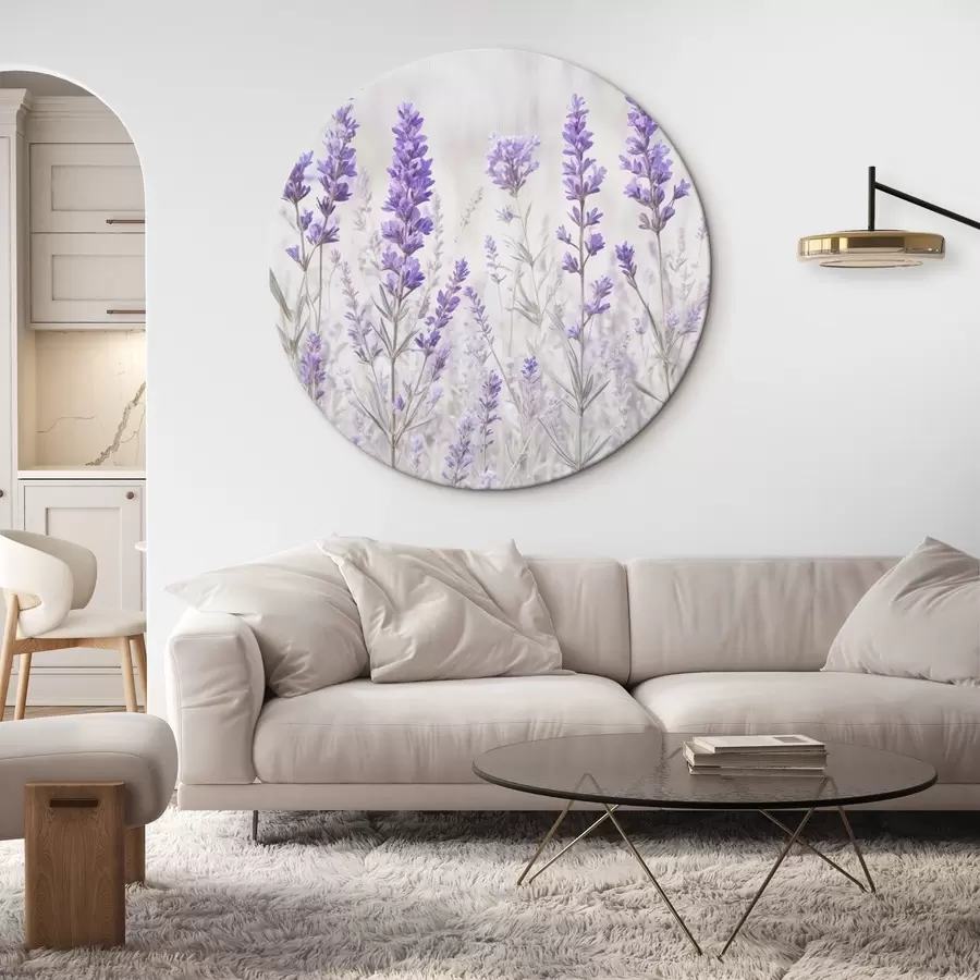 carta da parati Campo di fiori viola lavanda su uno sfondo sfocato e strutturato nr. r41265