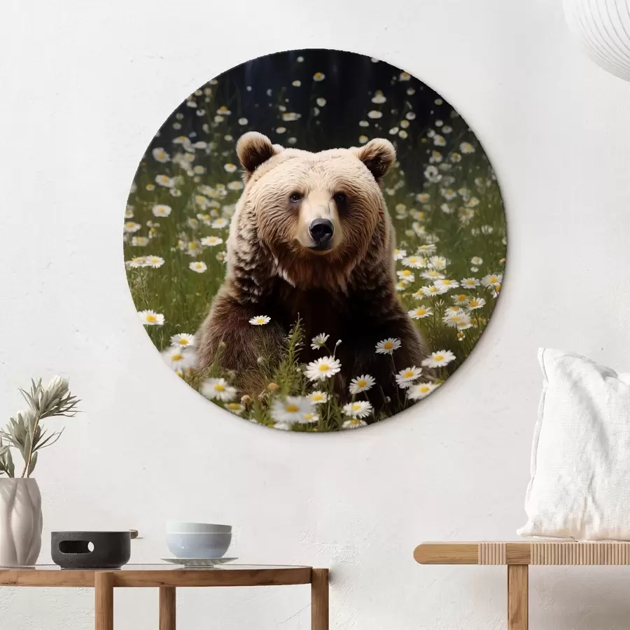 carta da parati Un orso bruno siede in un prato di margherite nr. r41282