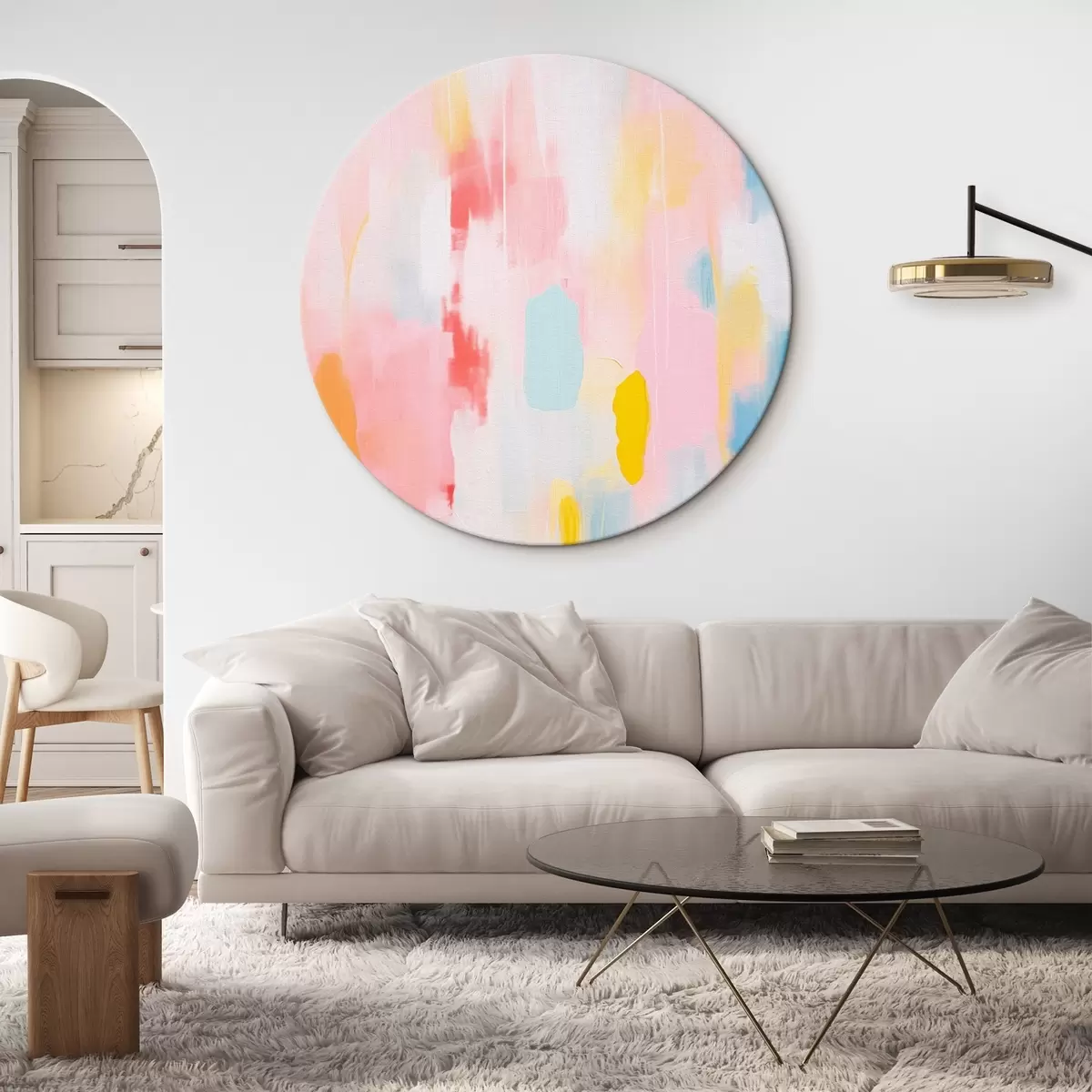 Quadri rotondi Tratti di pittura astratta in stile moderno r41331
