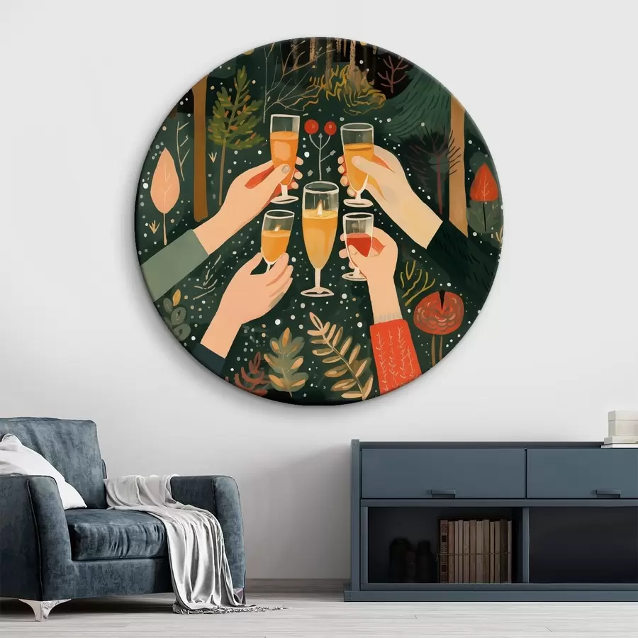 carta da parati Celebrazione, calici di champagne, Natale, foresta, arte astratta nr. r41368