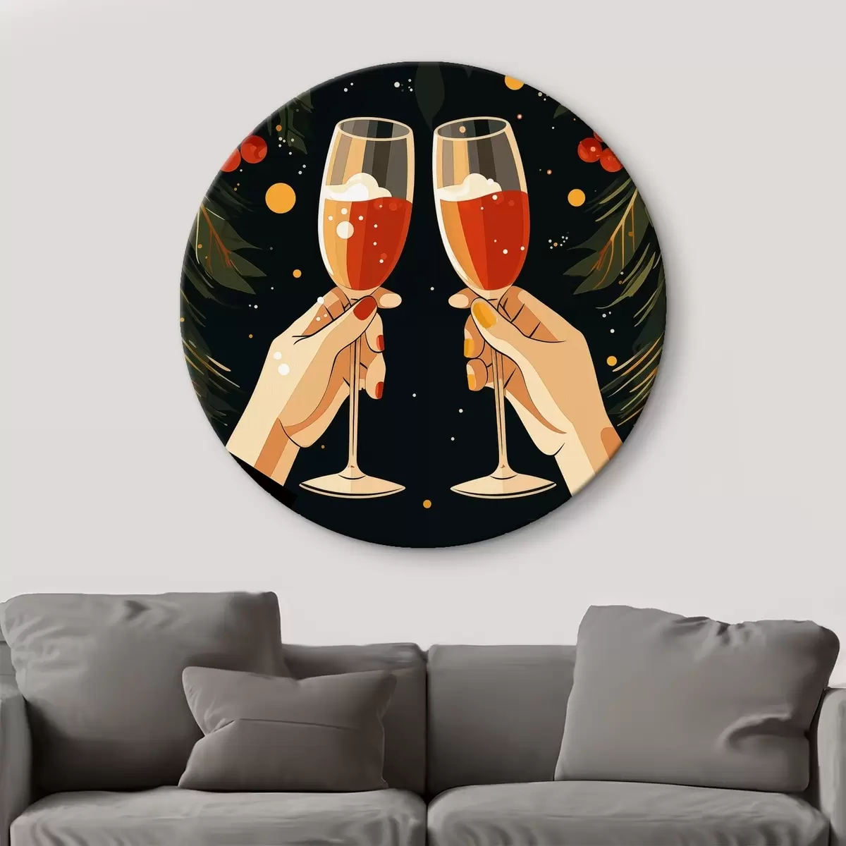 Quadri rotondi Celebrazioni natalizie, lanterne, arachidi, fiori, bacche r41375