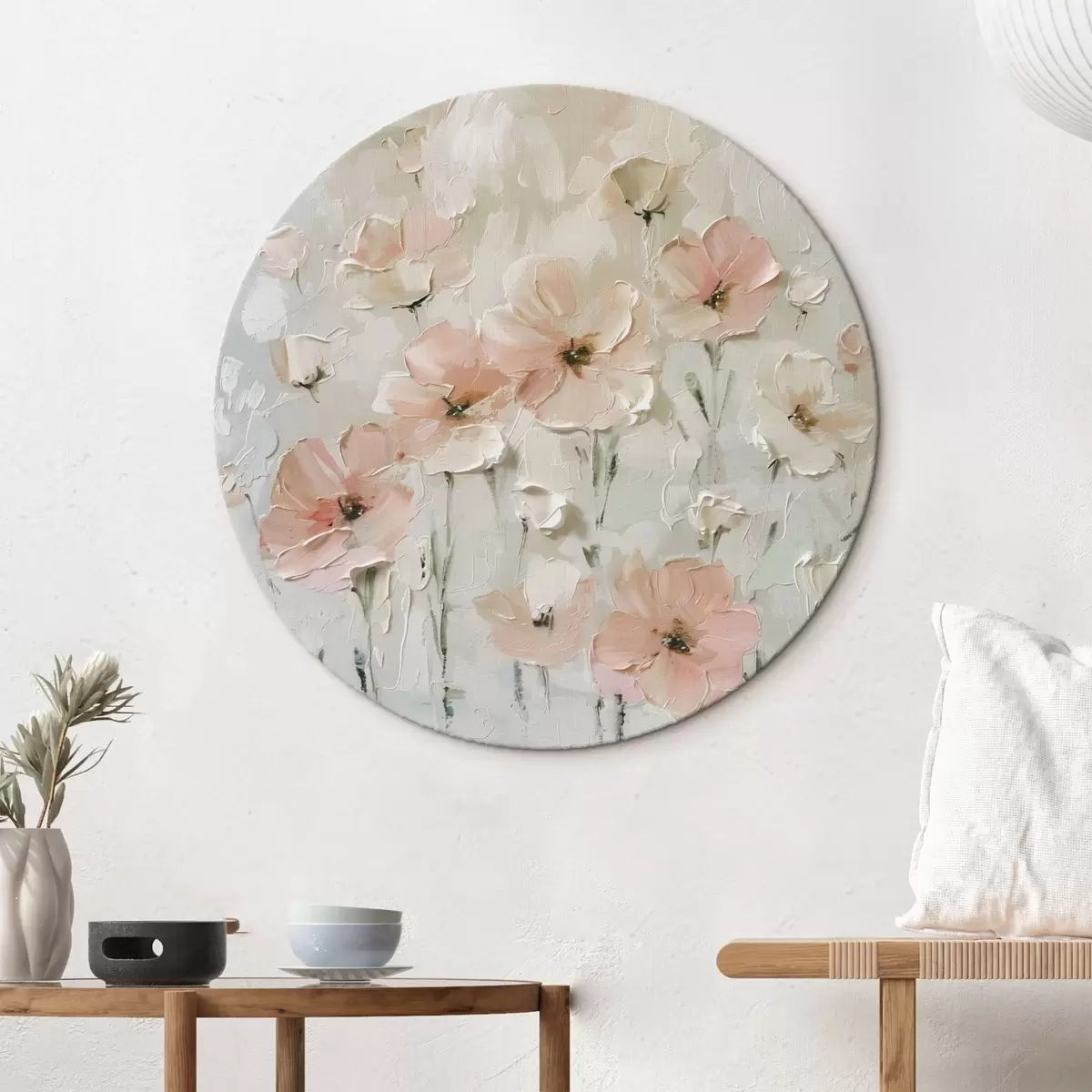 Quadri rotondi Fiori rosa nuova tendenza di stile r41401