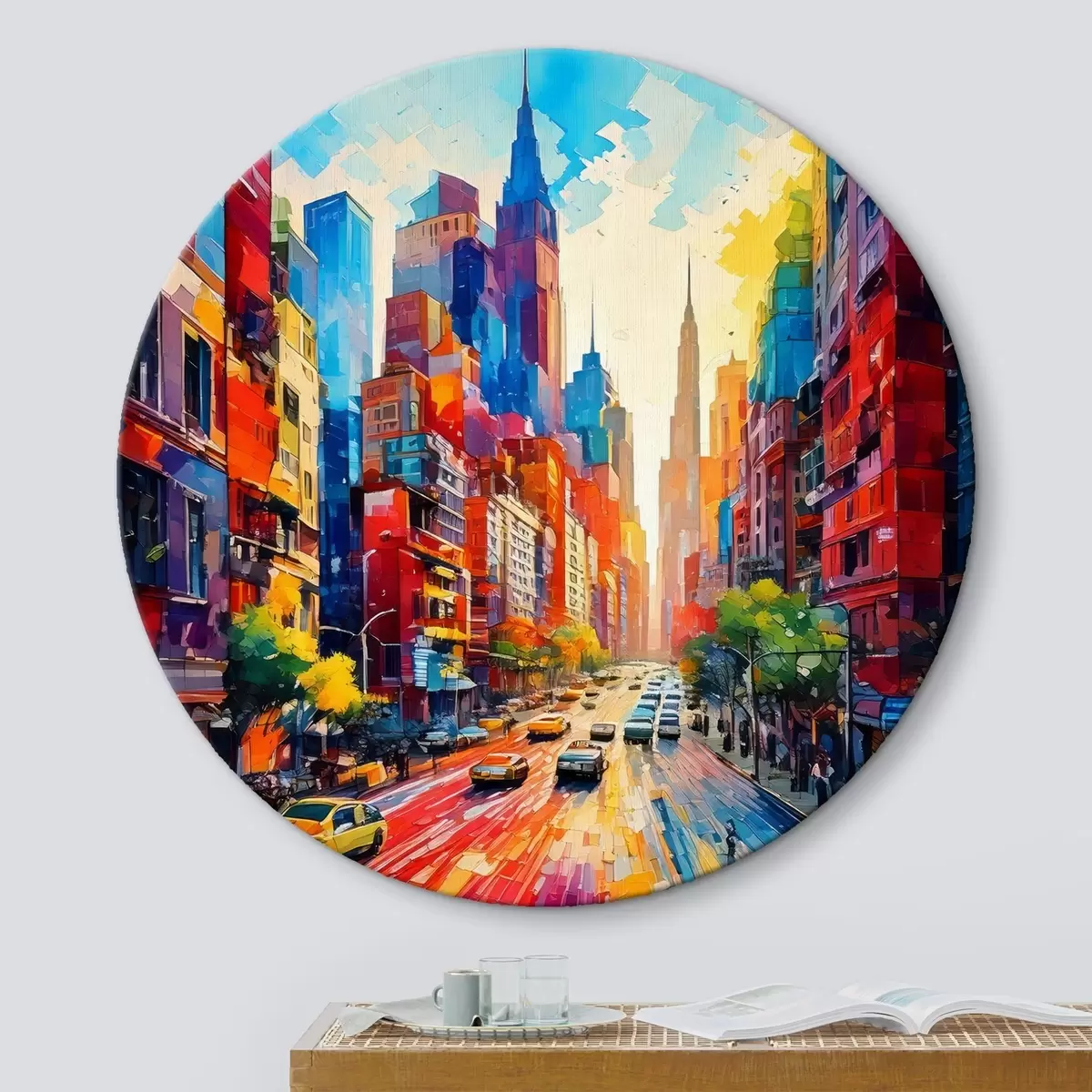 Quadri rotondi città luminosa r41408