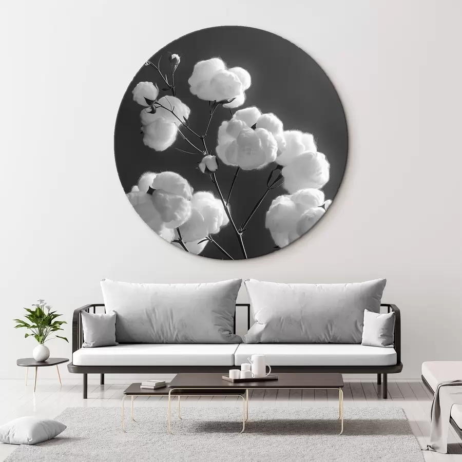 carta da parati Rami di cotone, versione in bianco e nero nr. r41429