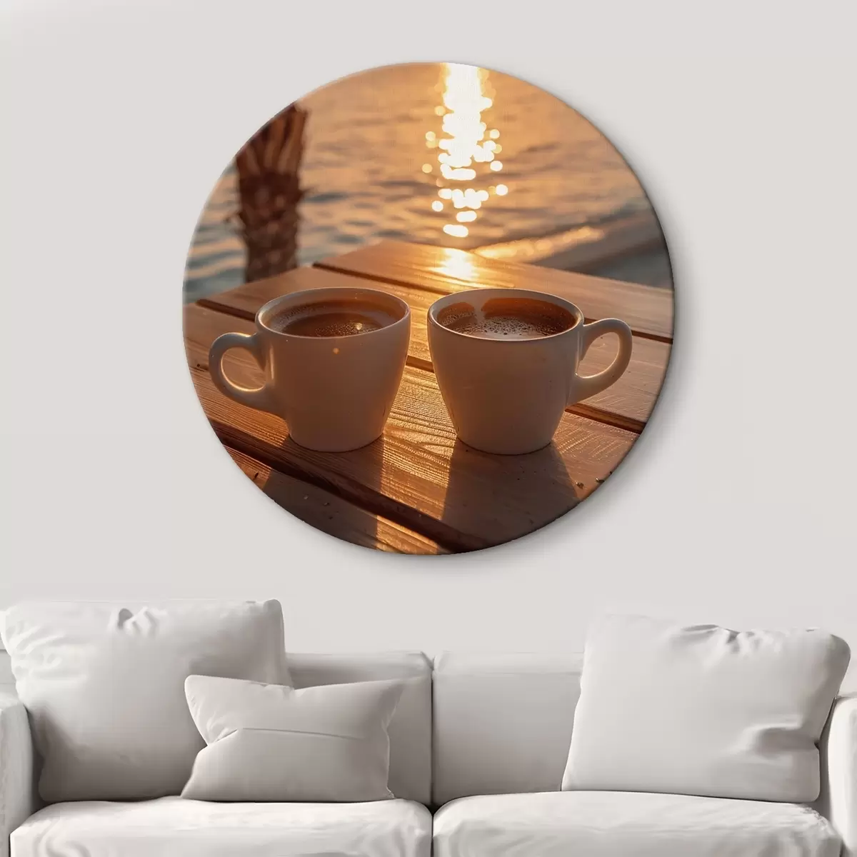 Quadri rotondi Caffè in riva al mare r41431