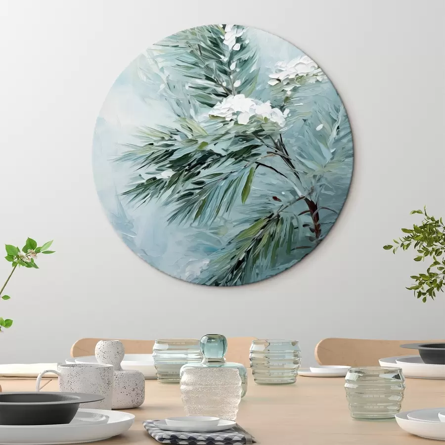 carta da parati Ramo di abete rosso in un'imitazione innevata del quadro nr. r41474