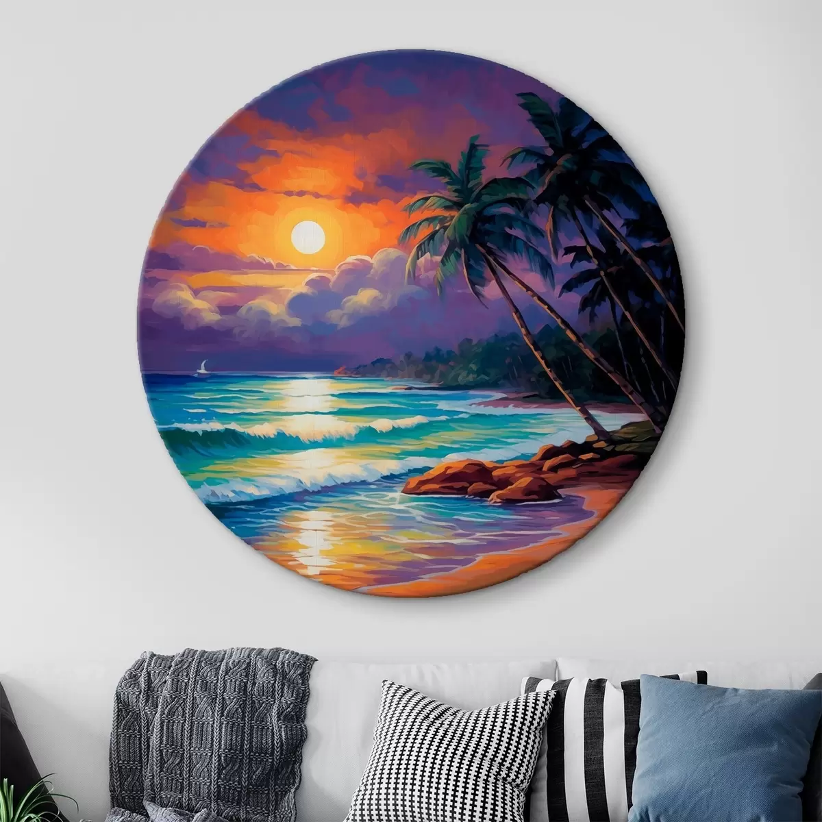 Quadri rotondi Tramonto tropicale r41484