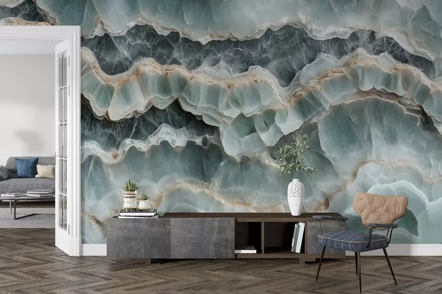 Carta da parati nature Stile della superficie in marmo con imitazione delle linee ondulate della resina 