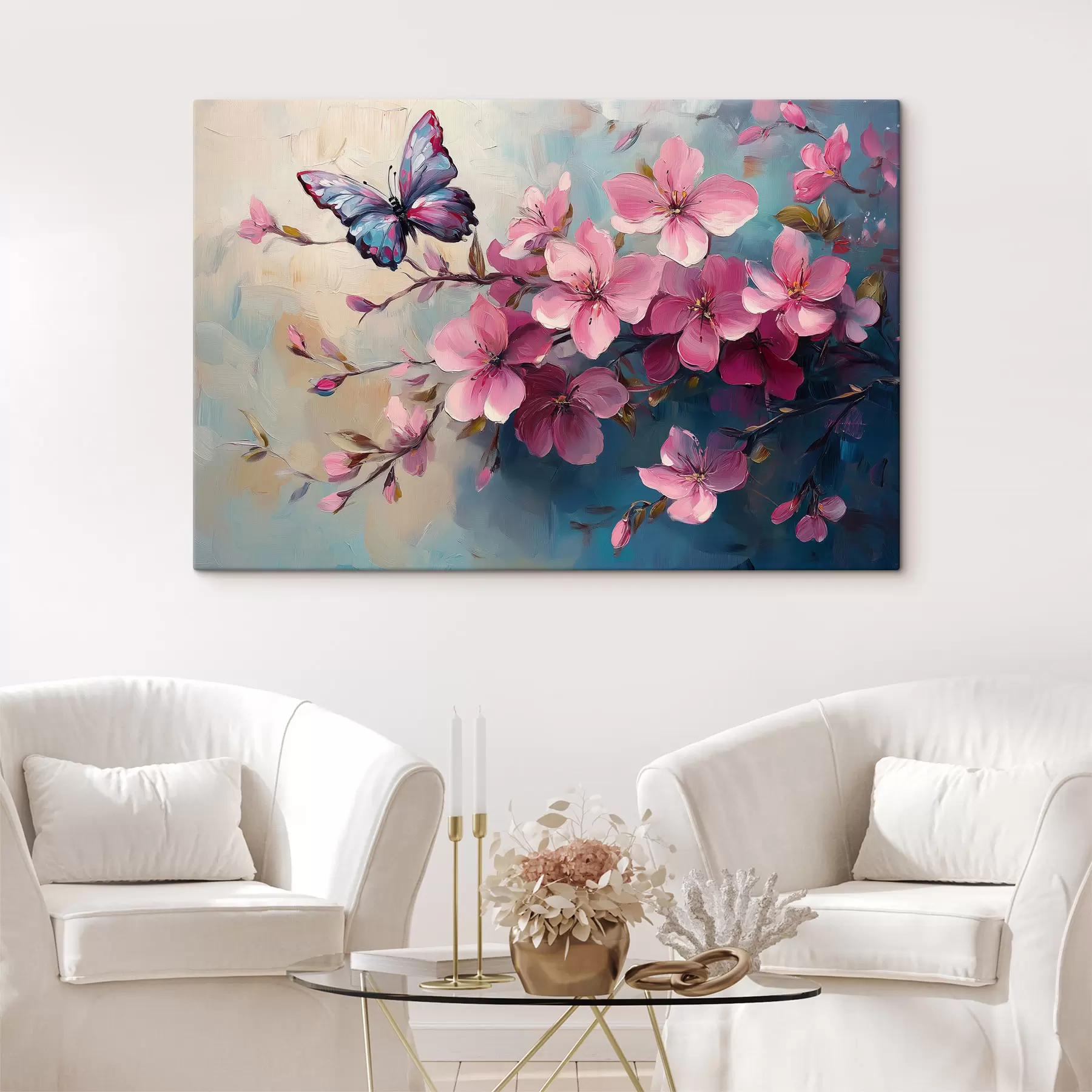 carta da parati Fiori rosa e farfalla nr. s42320