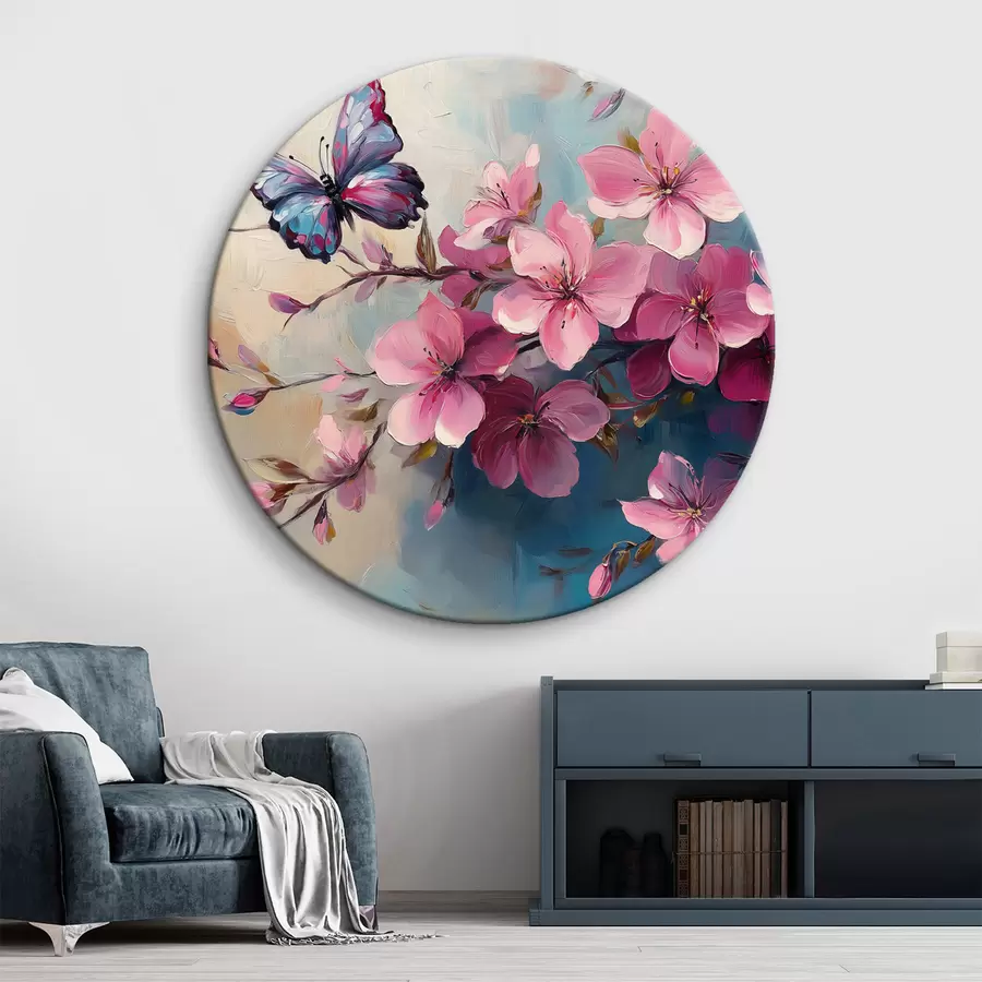 carta da parati Fiori rosa e farfalla nr. r42320