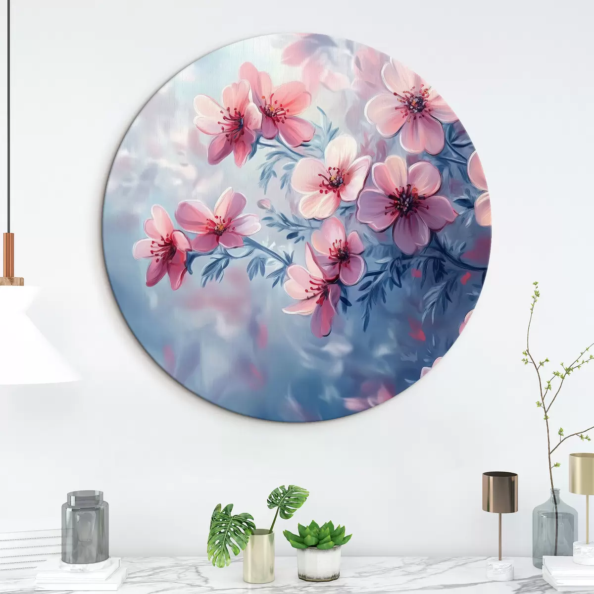 Quadri rotondi Delicati fiori rosa r42322