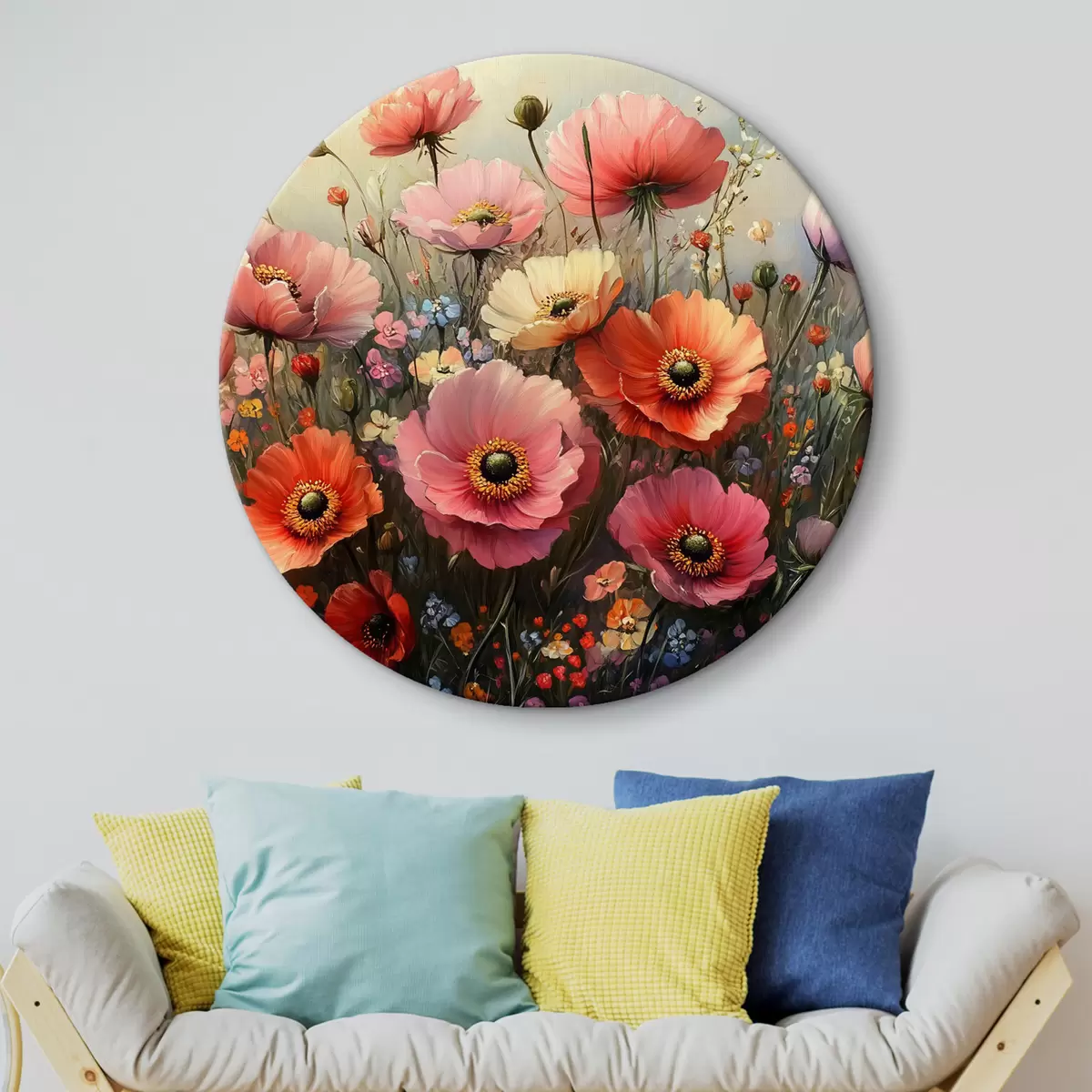 Quadri rotondi Fiori rossi r42325