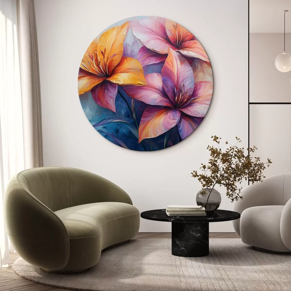 Quadri rotondi Tre grandi fiori r42328