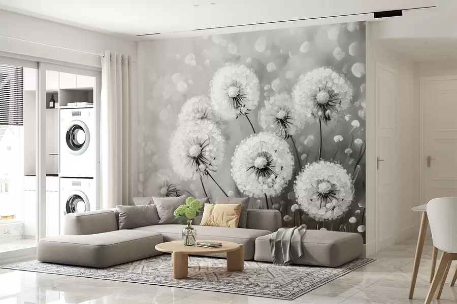 Carta da parati nature Dente di leone su sfondo monocromatico 