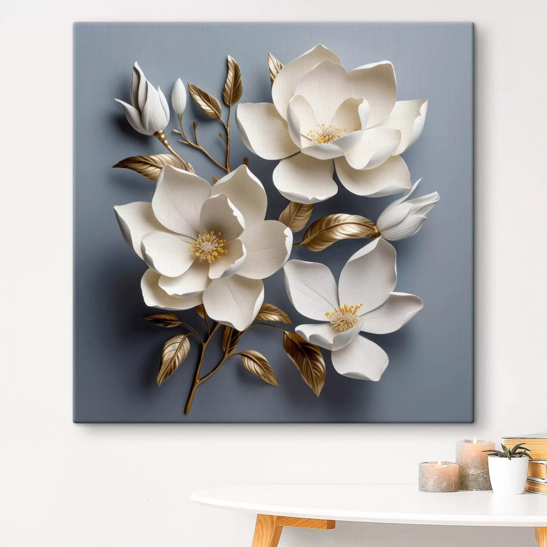 carta da parati Grandi fiori su sfondo grigio chiaro nr. s42174