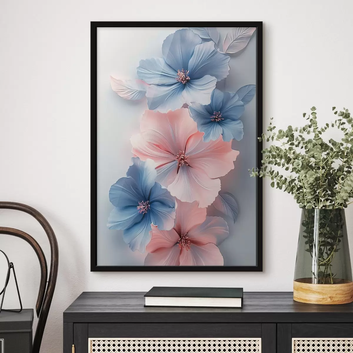 Poster Fiori rosa e blu f42178