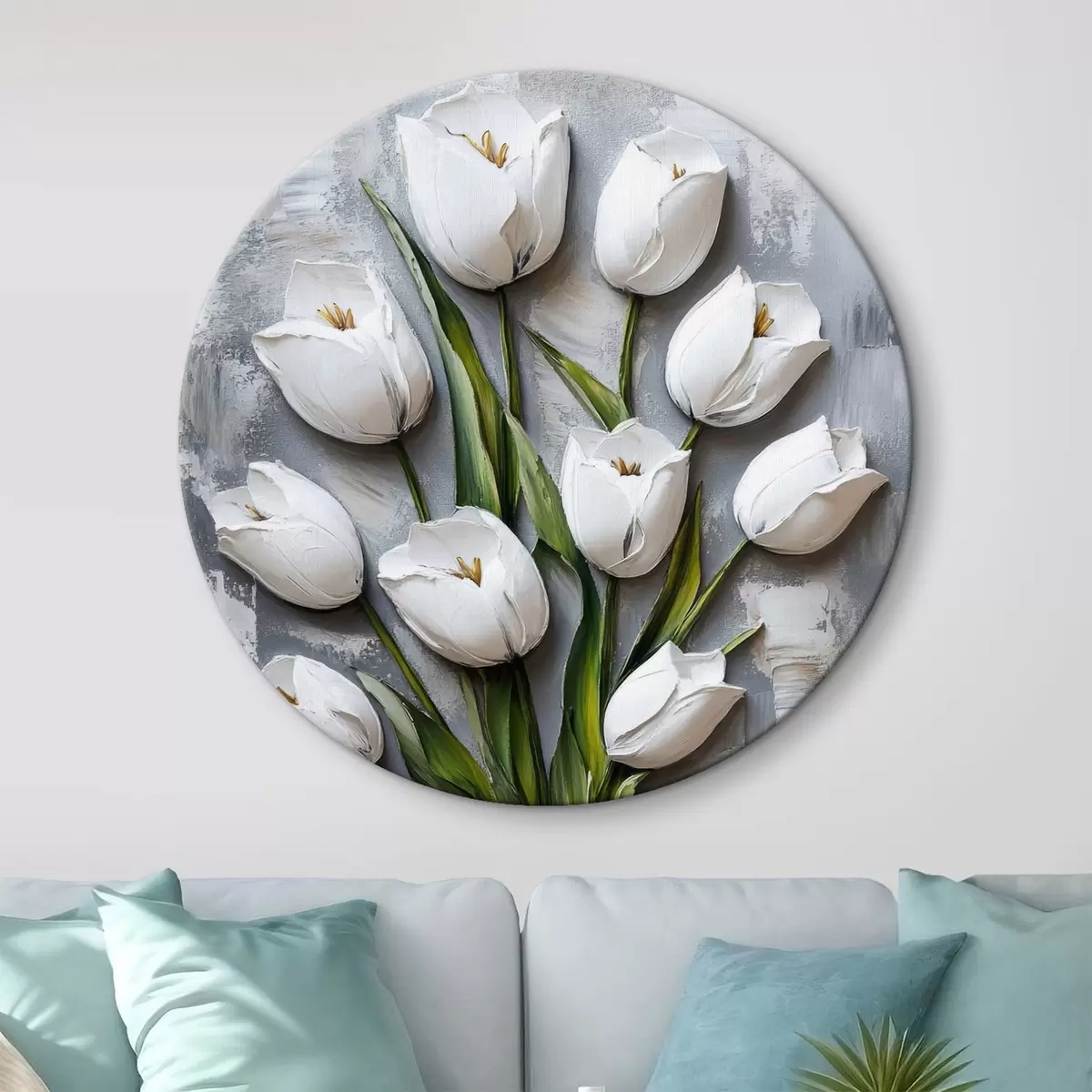 Quadri rotondi Fiori, bouquet di tulipani, imitazione della modellazione r42176