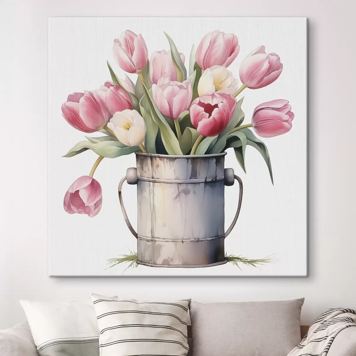 carta da parati Bouquet di tulipani in un secchio ad imitazione dell'acquerello nr. s42353
