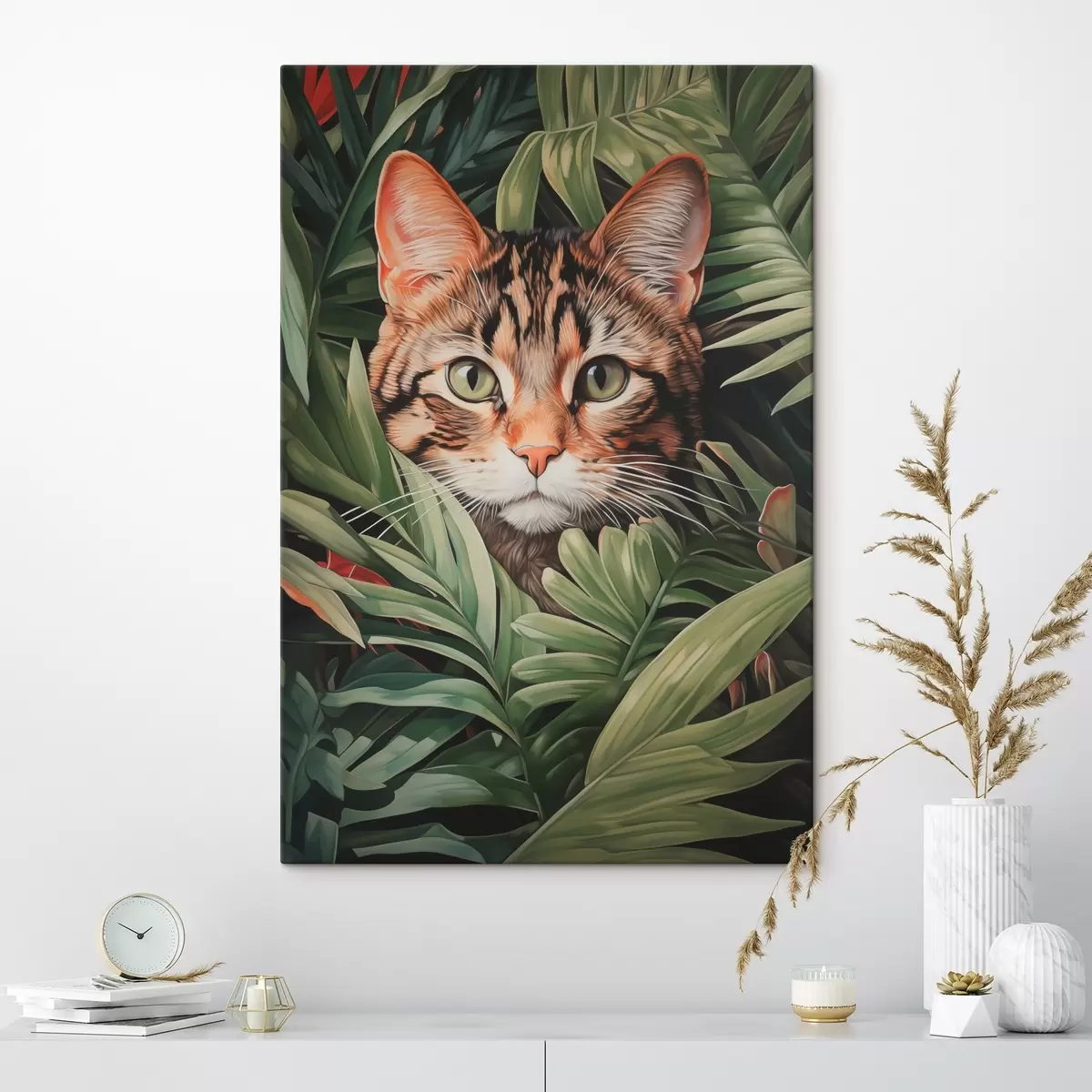 carta da parati Gatto in foglie tropicali nr. s42354