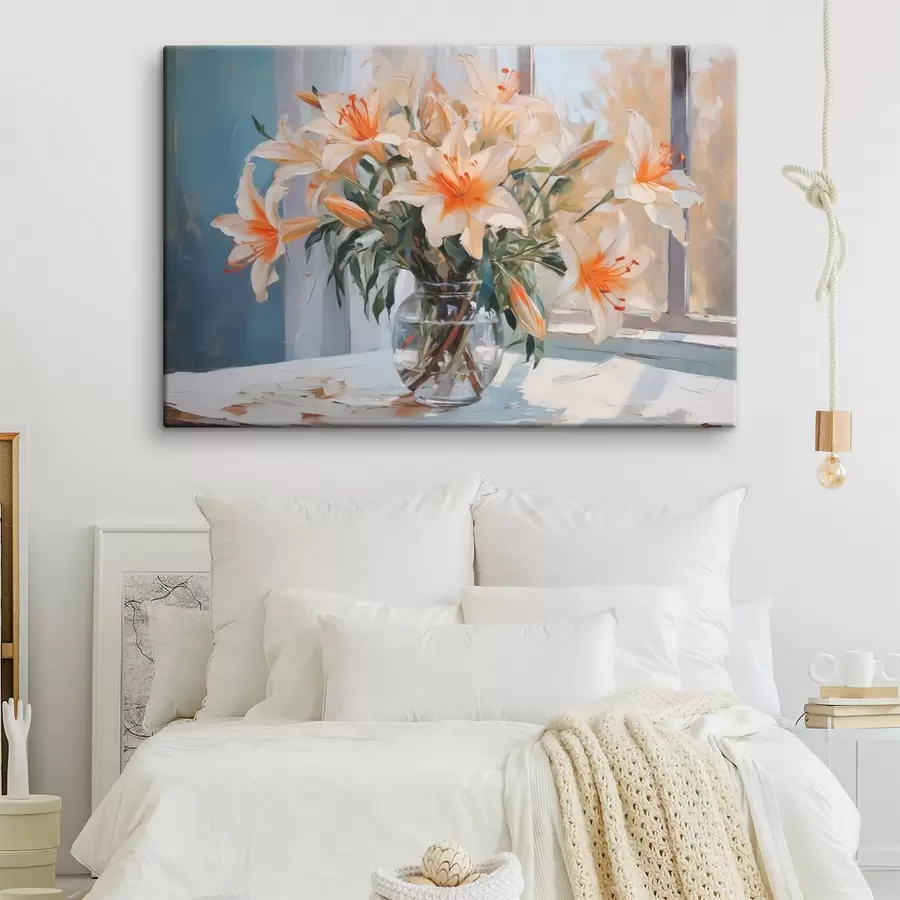 carta da parati Gigli in un vaso di vetro imitazione di un dipinto nr. s42359