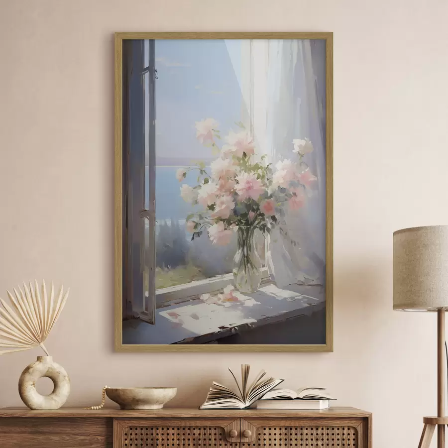 carta da parati Bouquet di fiori delicati in un vaso di vetro a imitazione di un dipinto nr. f42352