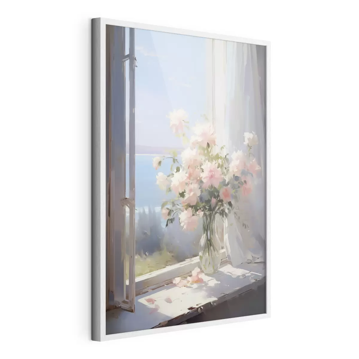 Poster Bouquet di fiori delicati in un vaso di vetro a imitazione di un dipinto f42352