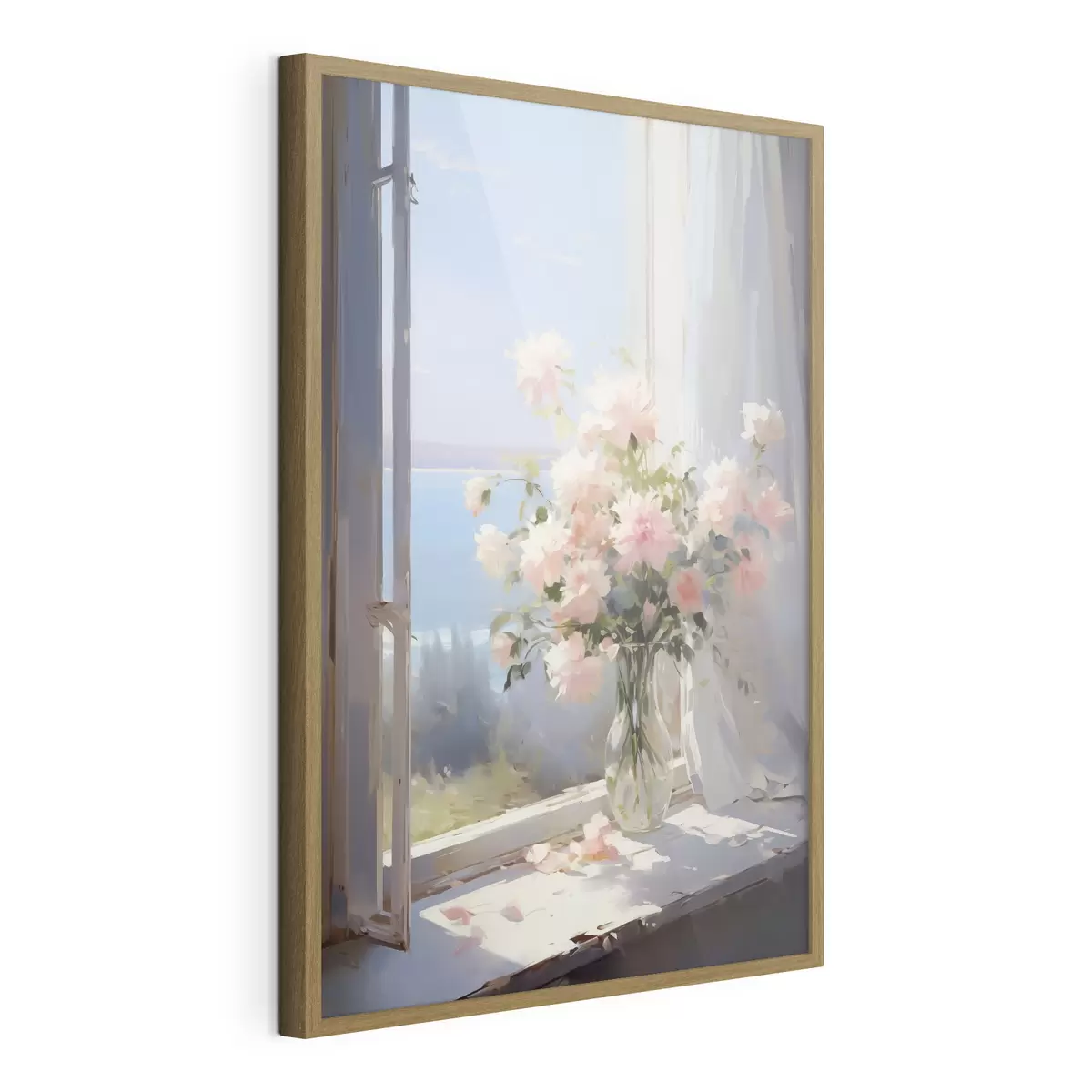 Poster Bouquet di fiori delicati in un vaso di vetro a imitazione di un dipinto f42352