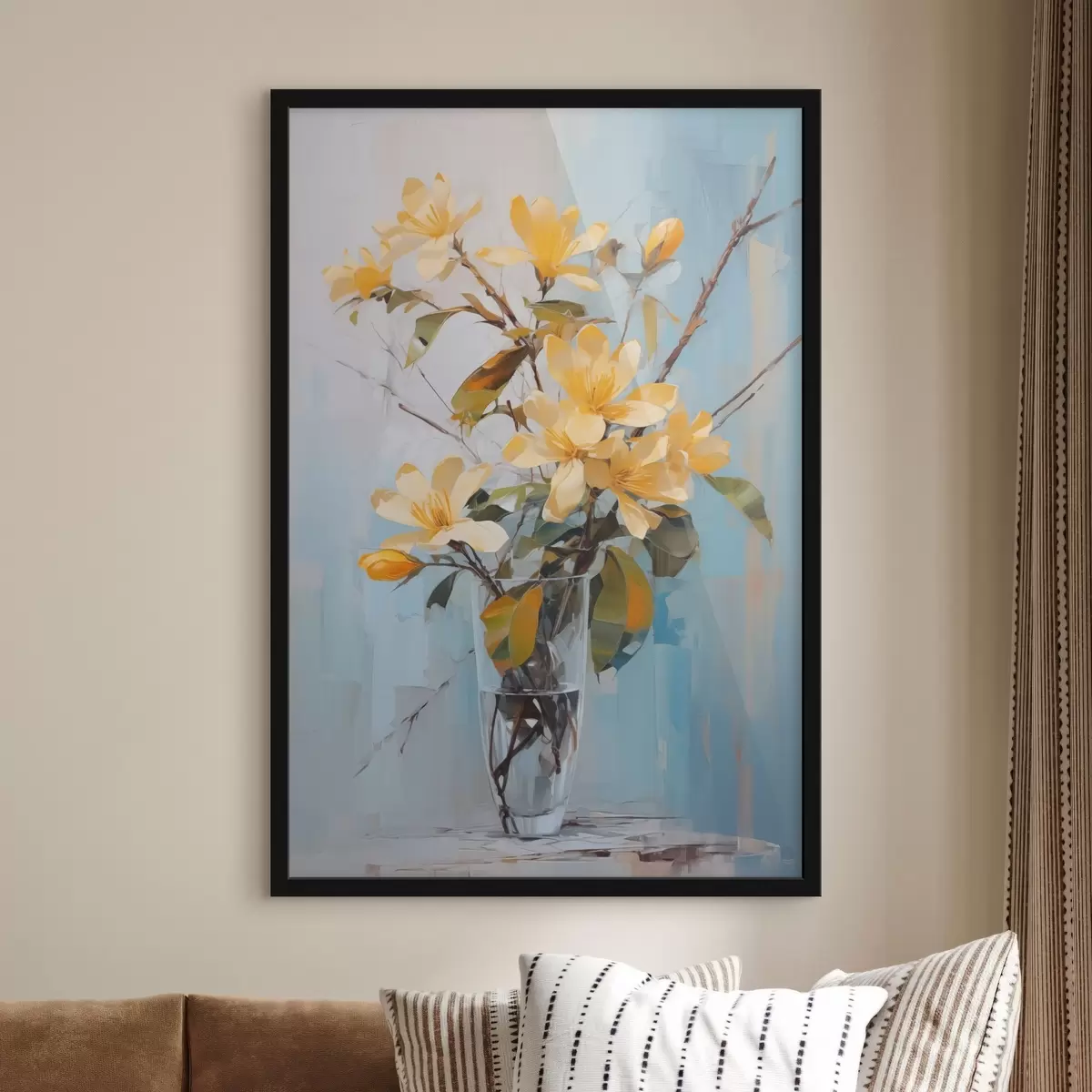 Poster Rami con fiori gialli in un vaso ad imitazione del dipinto f42358