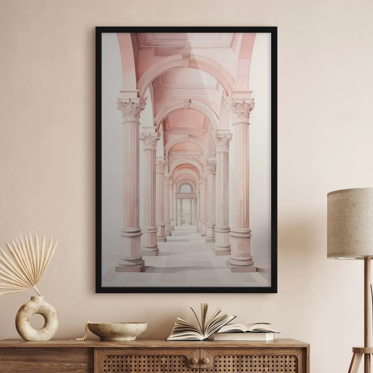 Poster Struttura architettonica con colonne a imitazione dell'acquerello f42361
