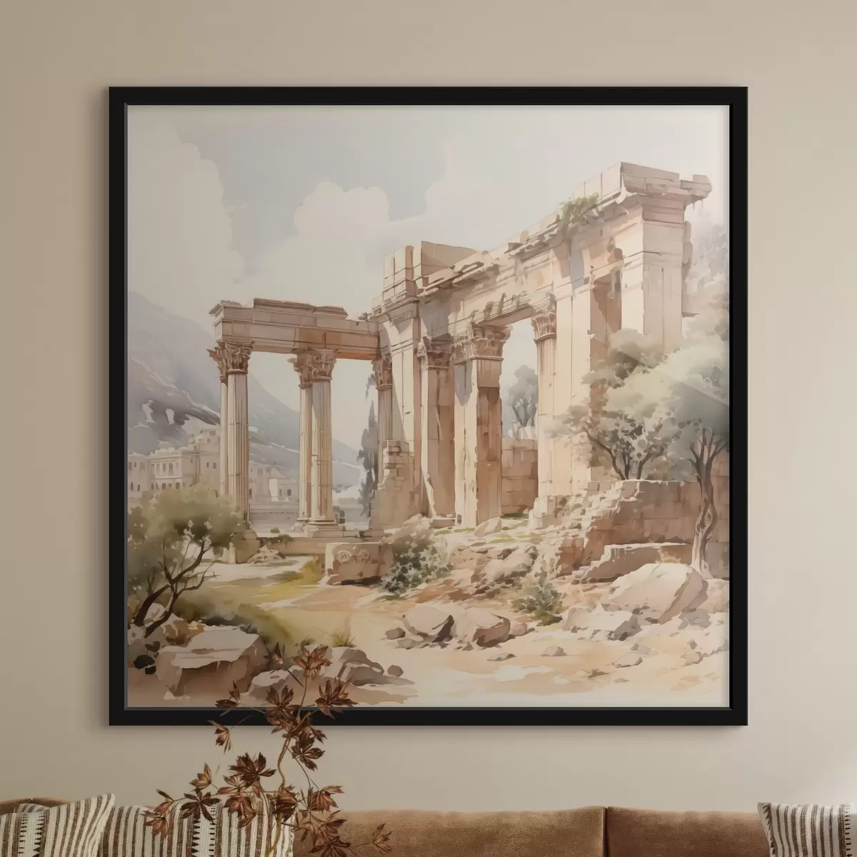 Poster Acquerello imitazione rovine antiche f42366