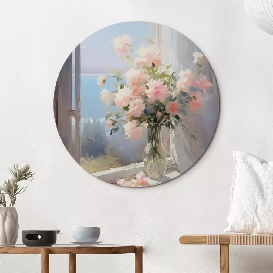 carta da parati Bouquet di fiori delicati in un vaso di vetro a imitazione di un dipinto nr. r42352