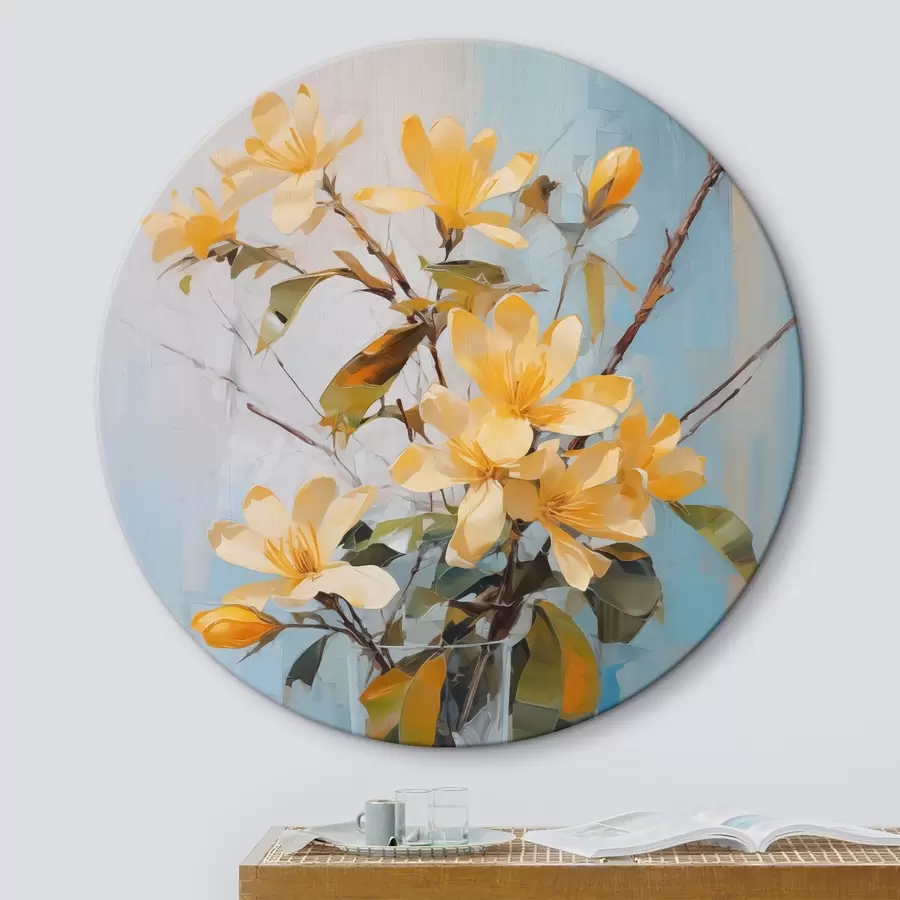 carta da parati Rami con fiori gialli in un vaso ad imitazione del dipinto nr. r42358