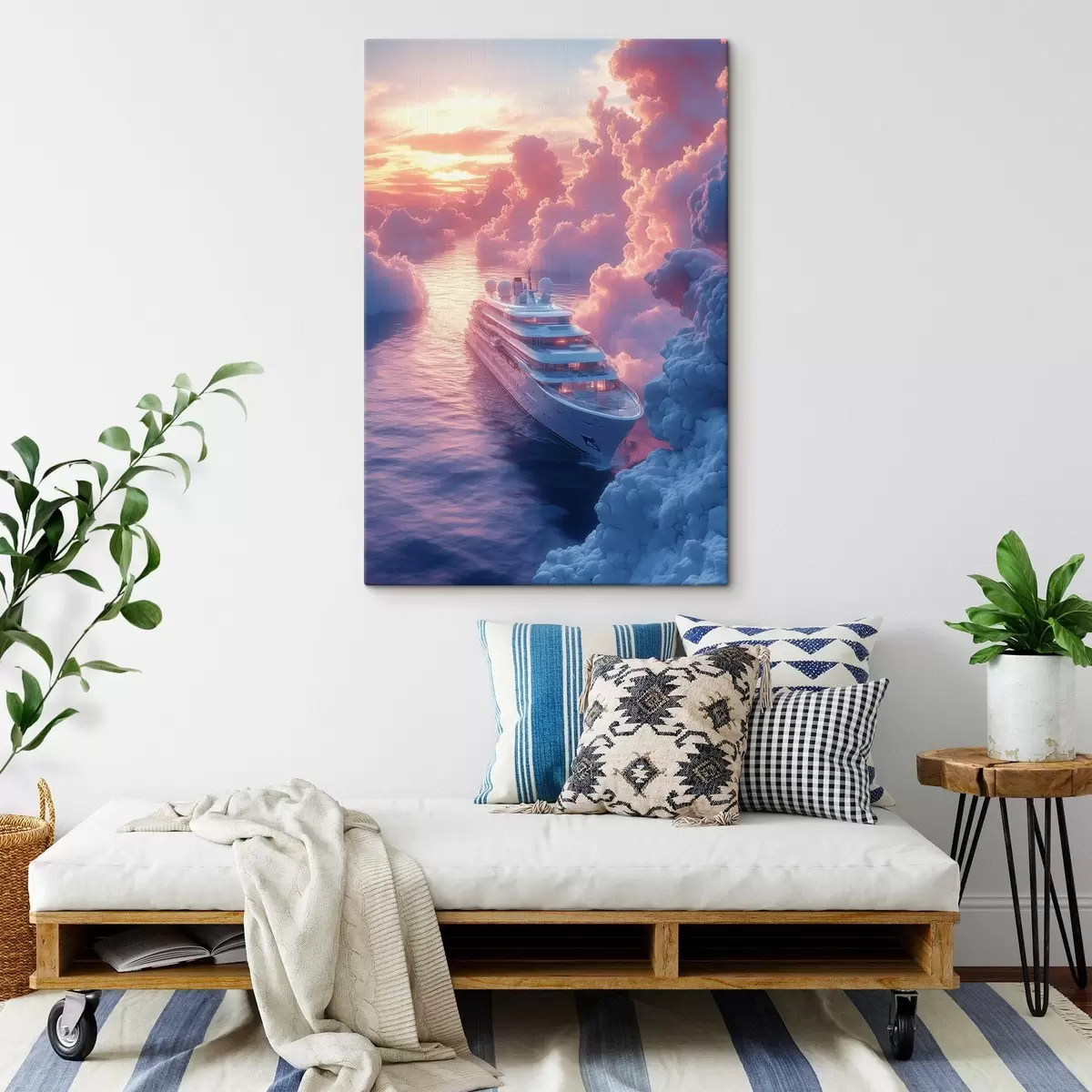 carta da parati Nave da crociera su sfondo rosa del tramonto nr. s42085