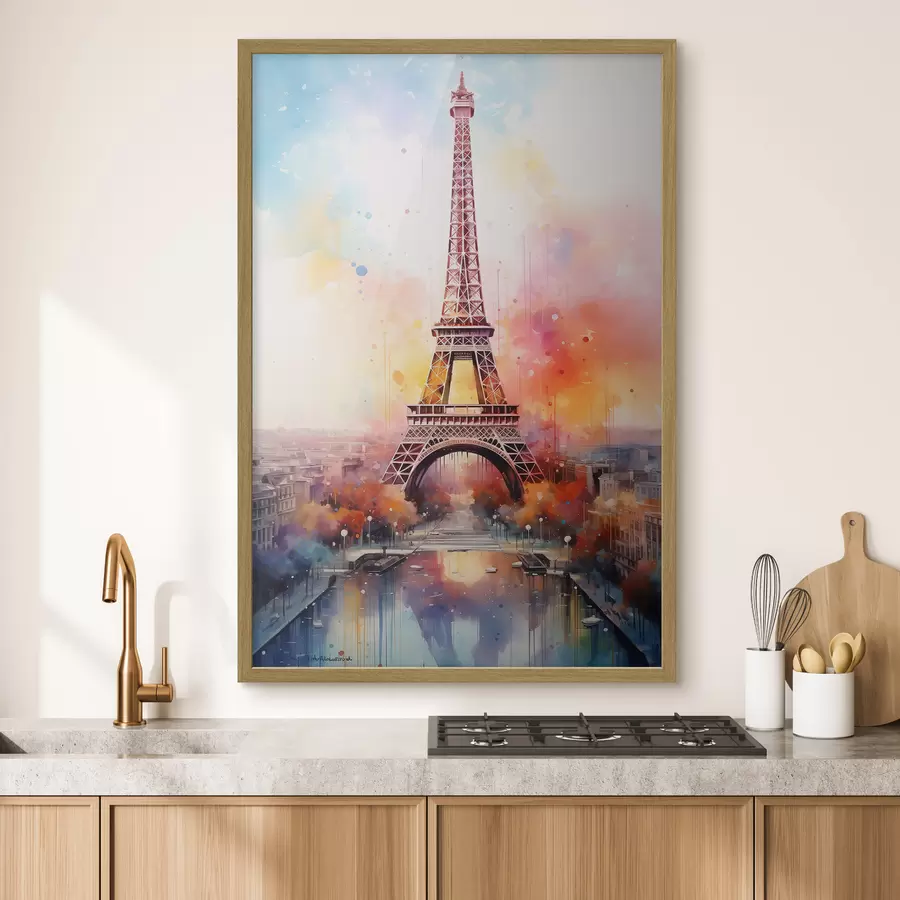 carta da parati Parigi su uno sfondo di schizzi di acquerello nr. f42081