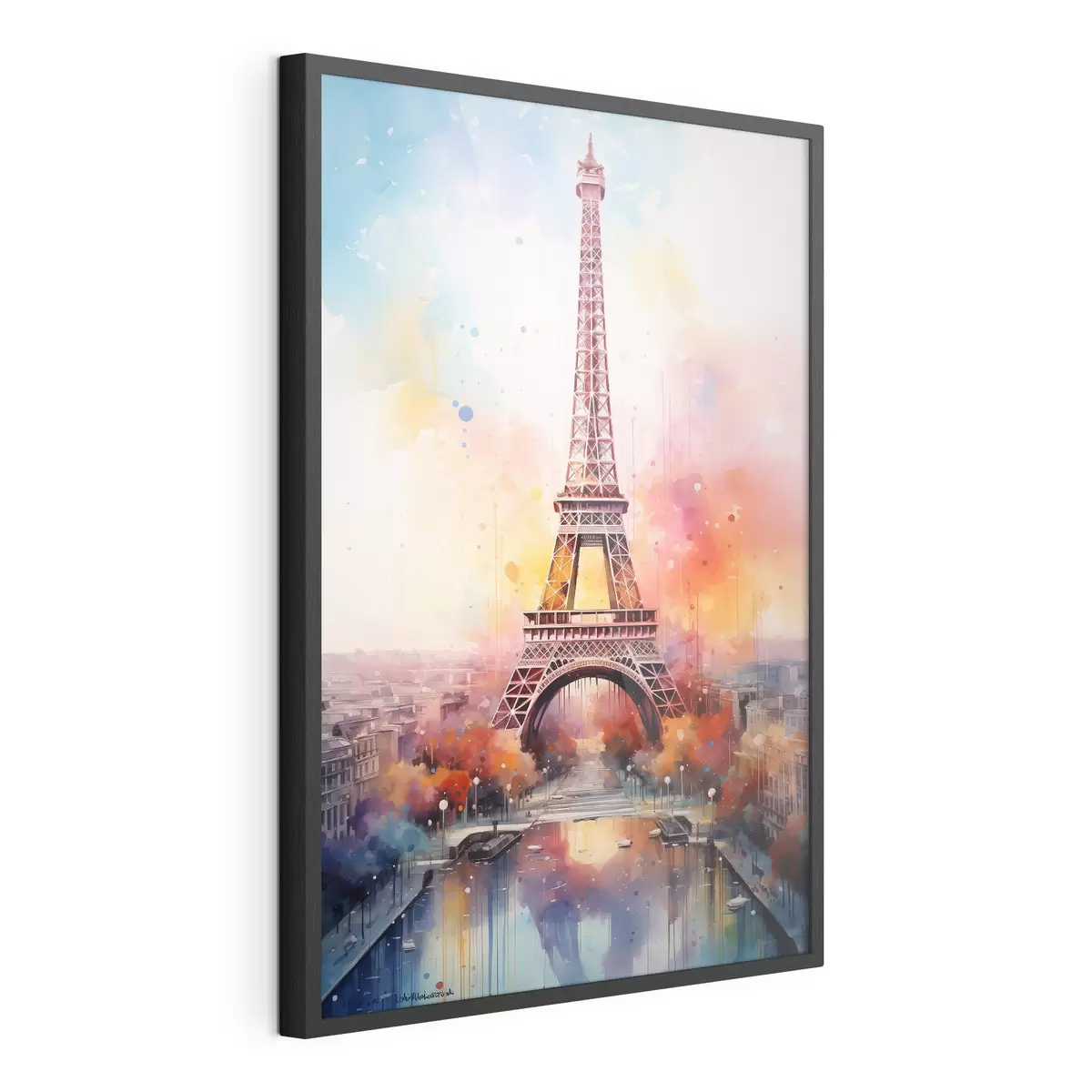 Poster Parigi su uno sfondo di schizzi di acquerello f42081