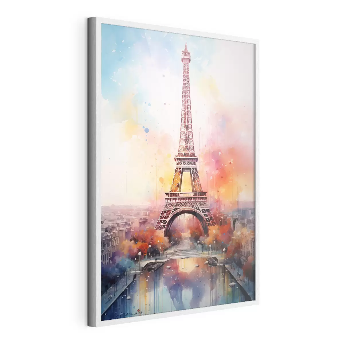 Poster Parigi su uno sfondo di schizzi di acquerello f42081