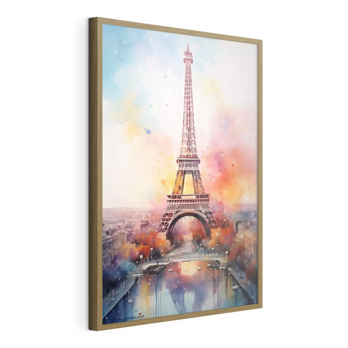 Poster Parigi su uno sfondo di schizzi di acquerello f42081
