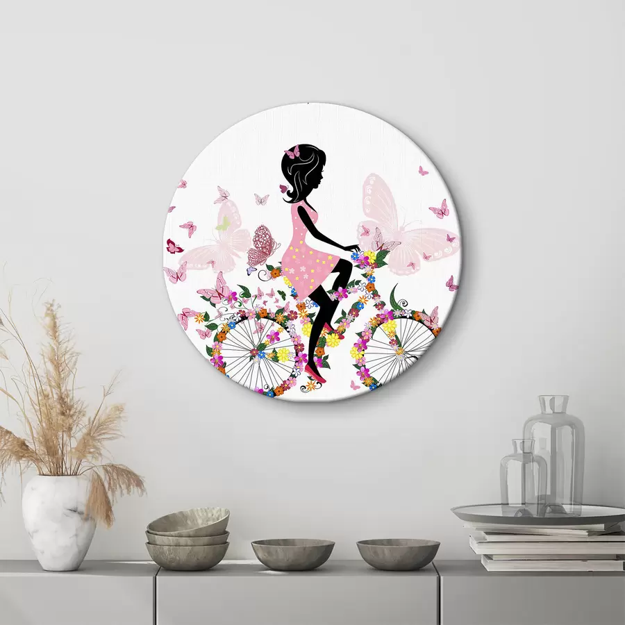 carta da parati Bicicletta, persone nella natura e fiori nr. r08603