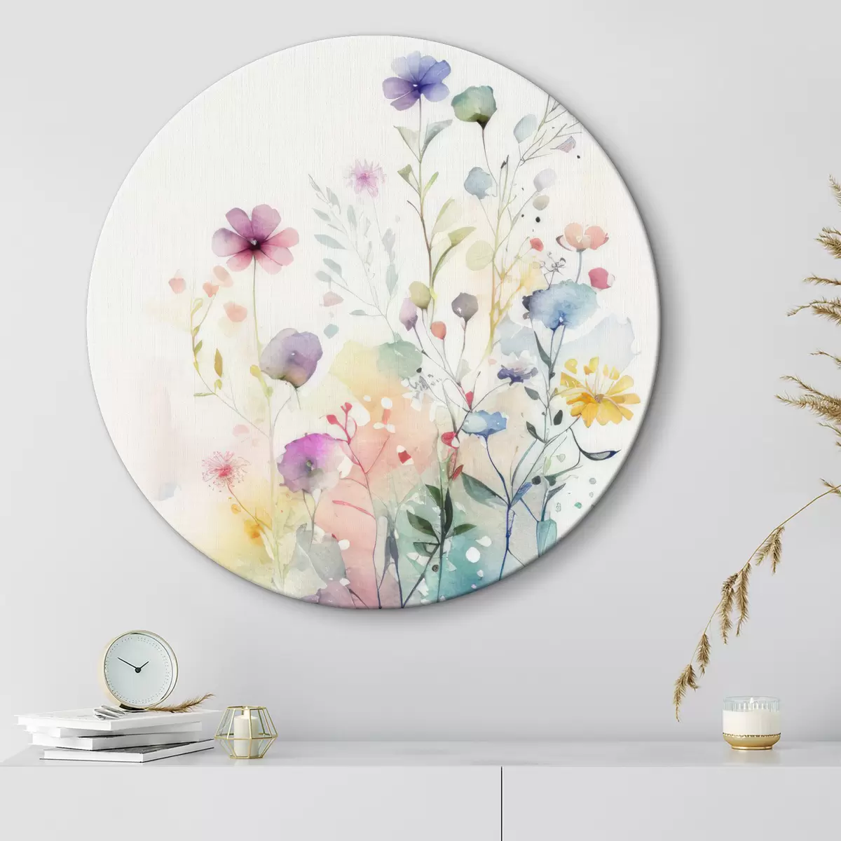 Quadri rotondi Fiori acquerellati r31227