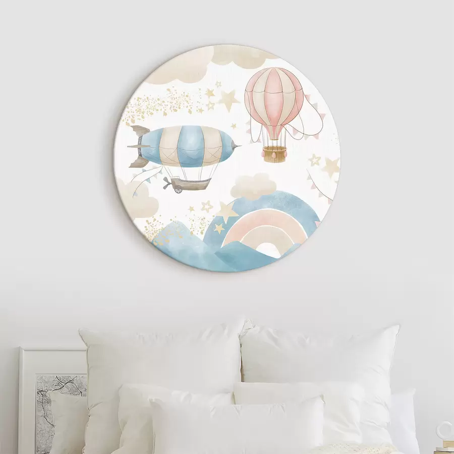 carta da parati Mongolfiere con nuvole e arcobaleno nr. r32431