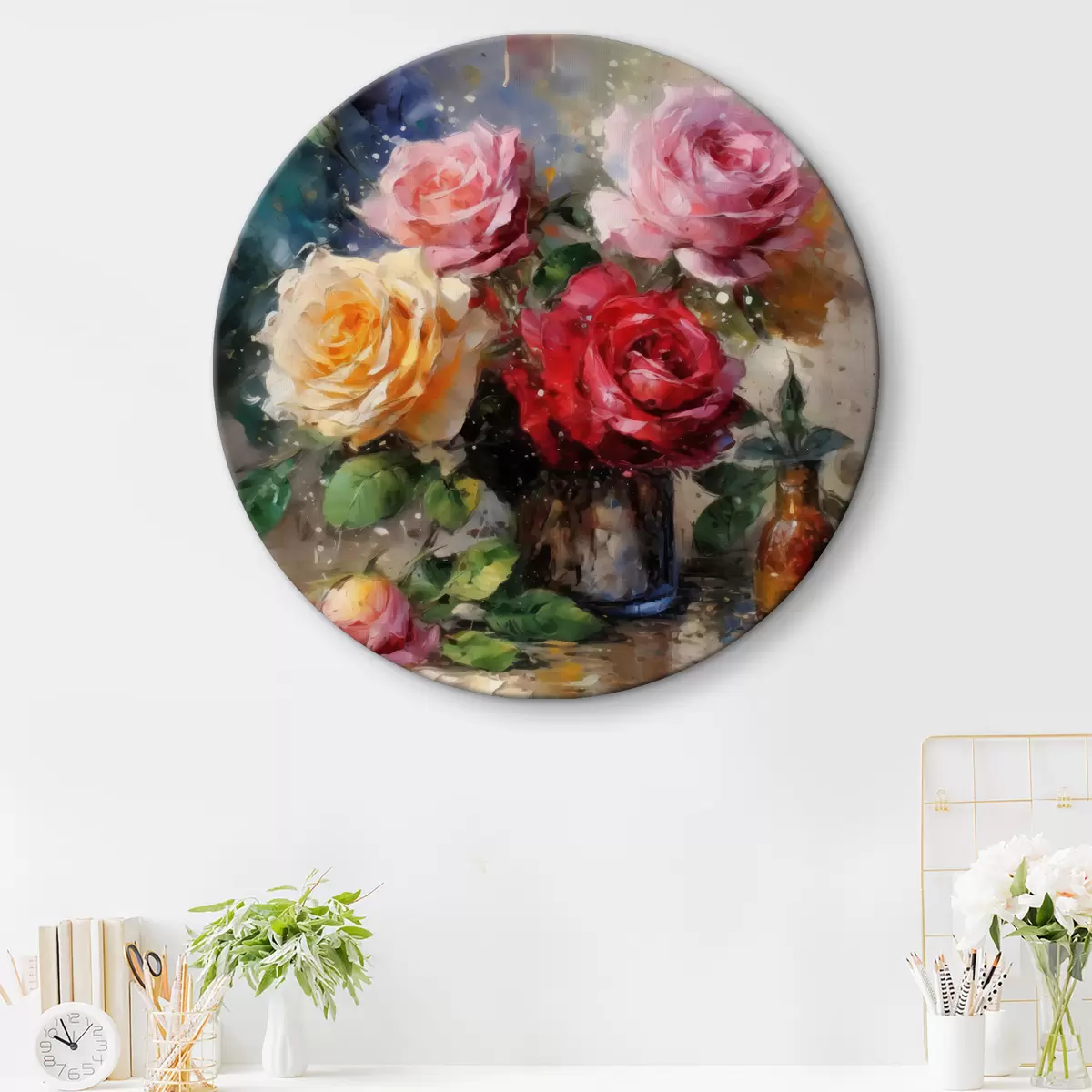 Quadri rotondi Bouquet di rose r32546