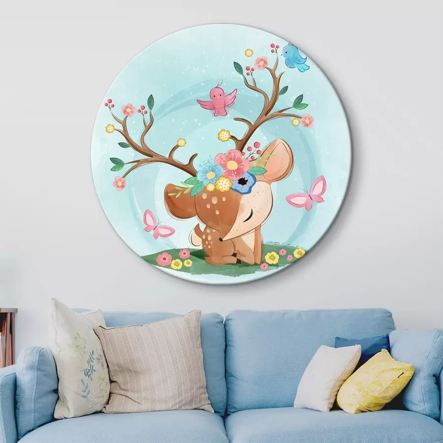 carta da parati Carino il cervo con i fiori nr. r32795