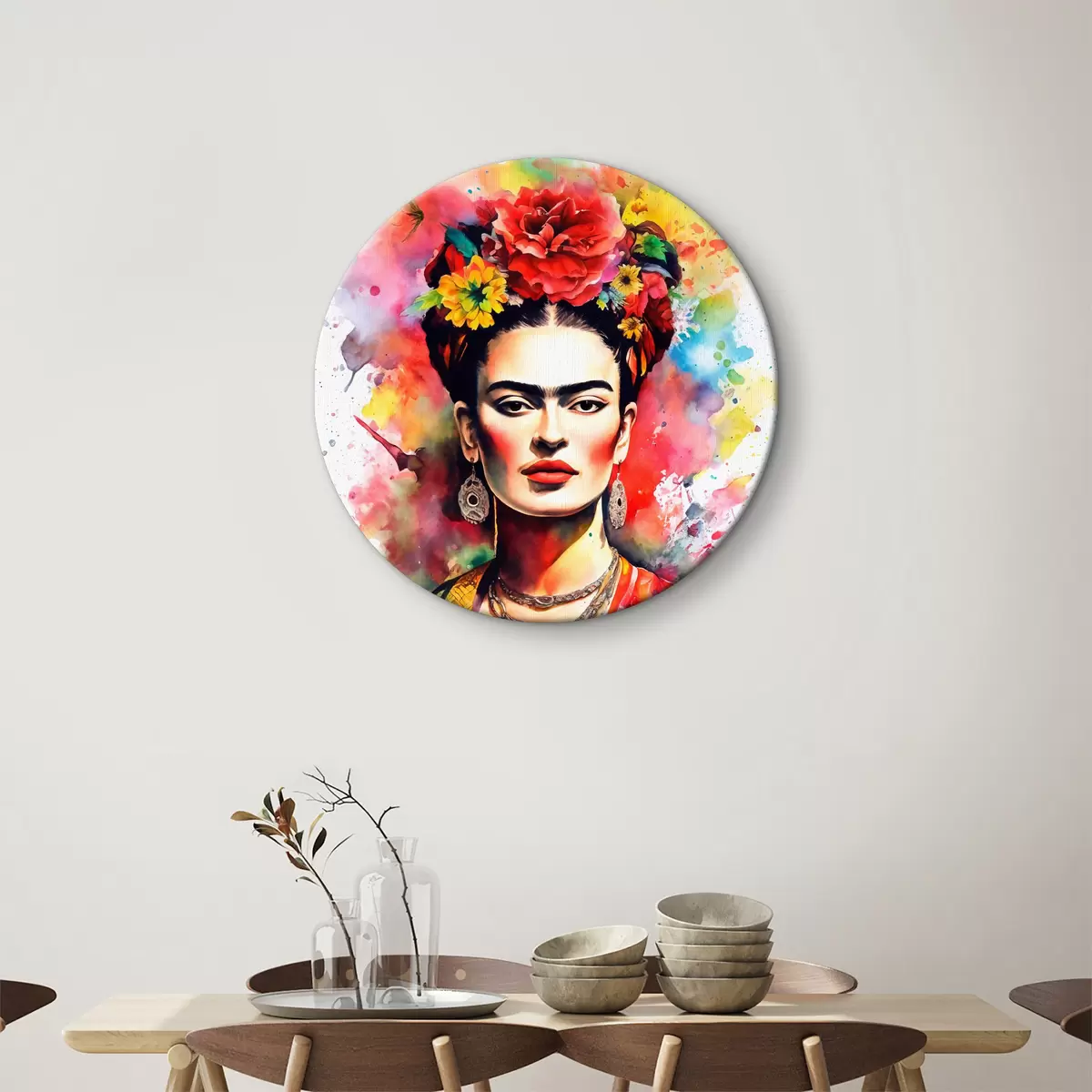 Quadri rotondi Acquerello di Frida Kahlo r32862